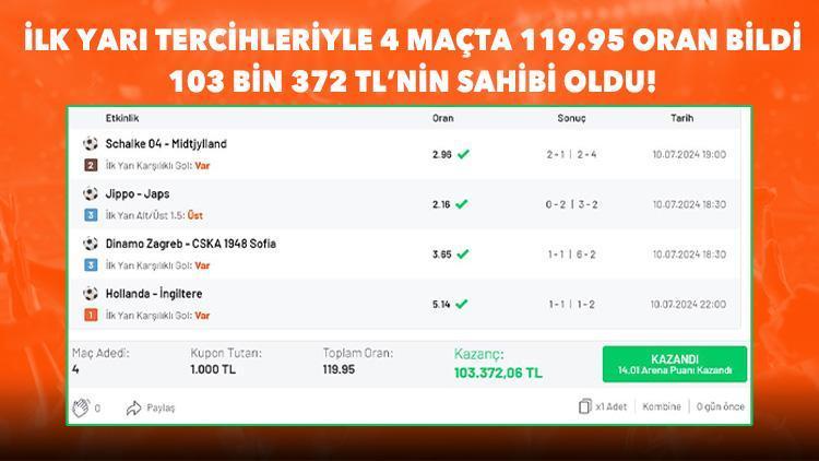 4 maçlık iddaa kuponu yaptı, 45 dakikada 103 bin 372 TL kazandı