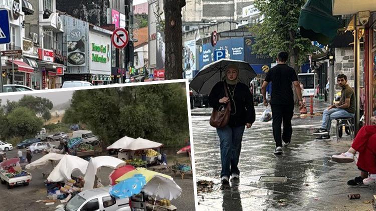 Tekirdağı sağanak vurdu Pazar esnafı zor anlar yaşadı