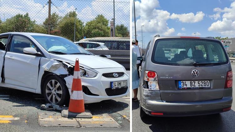 Kontrolden çıkan otomobil önce bir araca sonra metrobüse çarptı