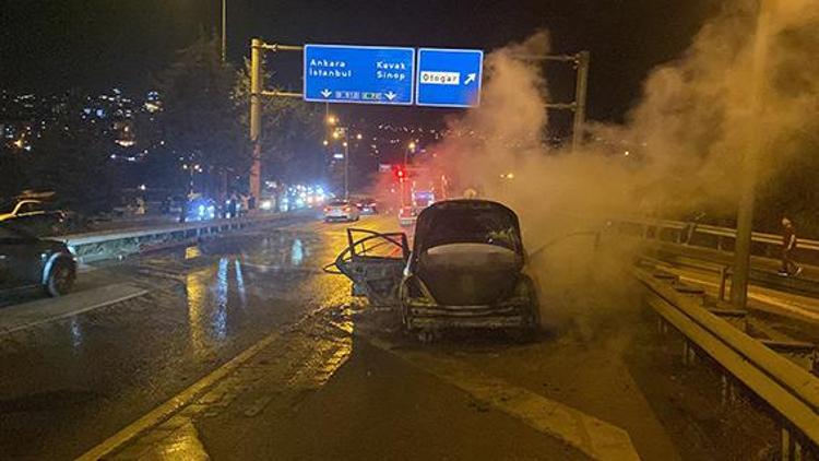 Almanya’ya dönüyordu Otomobili bir anda yanmaya başladı