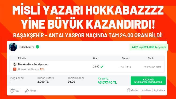 Misli yazarı Hokkabazzz iddaada yine İY2/MS1 bildi 4412 kişiye kazandırdı...