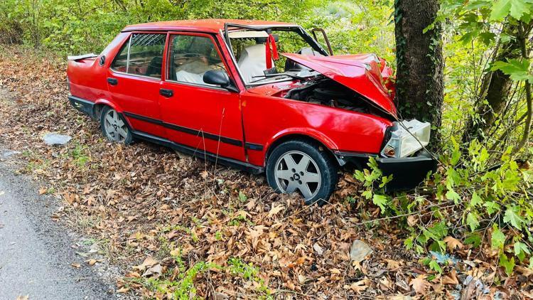 Ehliyetine el konulan sürücü, kullandığı otomobille ağaca çarptı: 2 yaralı