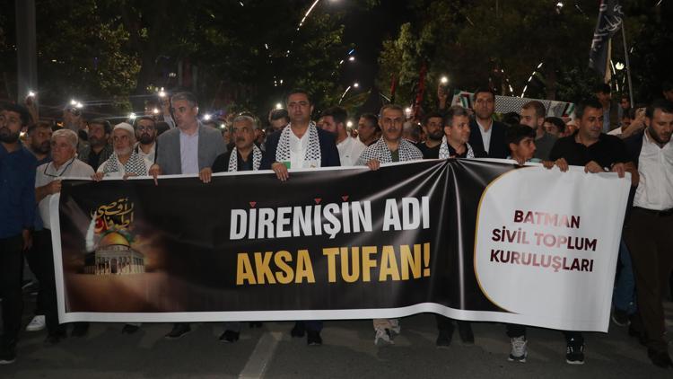 İsrailin Filistine saldırıları Batman’da düzenlenen yürüyüşle protesto edildi