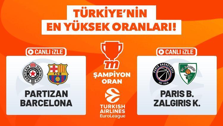 Partizan - Barcelona ve Paris Basket - Zalgiris maçlarının heyecanı Türkiyenin En Yüksek Oranları ile Mislide canlı yayında