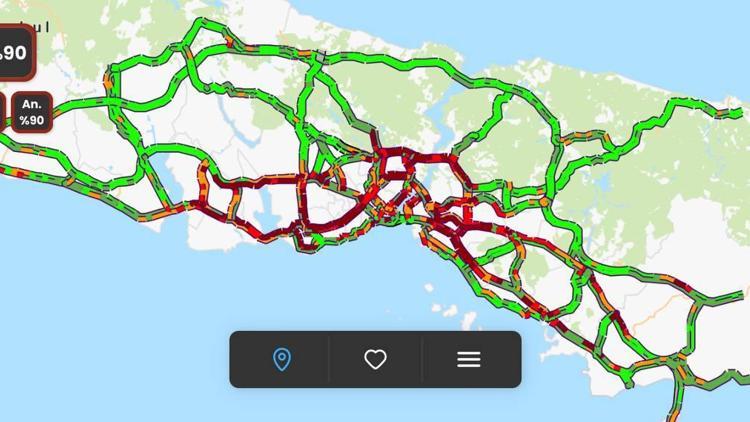 İstanbul-İstanbulda trafik yoğunluğu yüzde 90a ulaştı