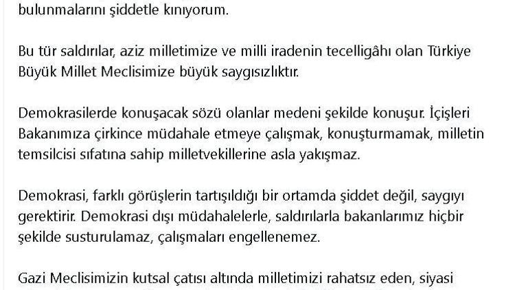 Bakan Tunç: CHPli milletvekillerinin sözlü ve fiili saldırılarını şiddetle kınıyorum