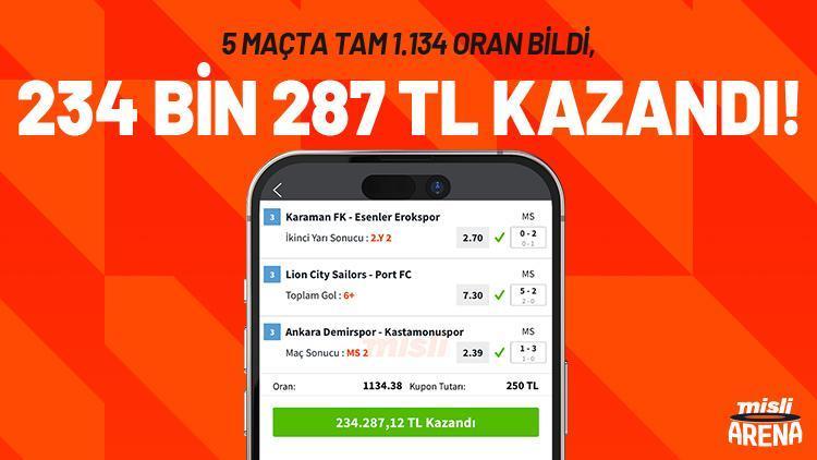 Misli’de 5 maçta tam 1.134 oran bildi, 234 bin 287 TL kazandı