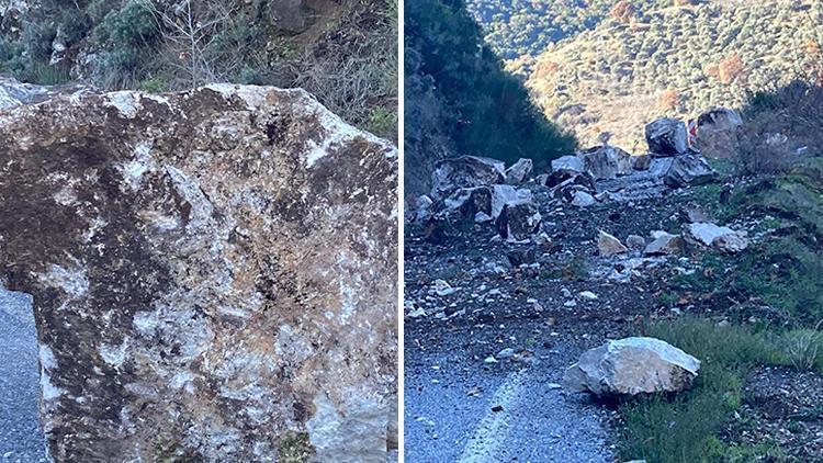 Aydında heyelan Kara yolu trafiğe kapandı