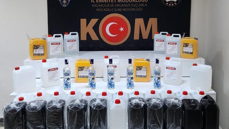 Elazığ’da, sahte alkol üretiminde kullanılan 190 litre etil alkol ele geçirildi