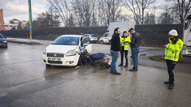 İnegölde otomobille çarpışan motosikletin sürücüsü yaralandı