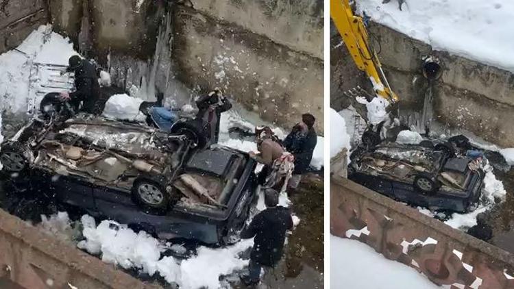 Giresunda otomobil dereye uçtu 4 kişi çevredekiler tarafından kurtarıldı