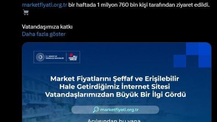 Bakan Kacır: Market fiyatı sitesini 1 milyon 760 bin kişi ziyaret etti