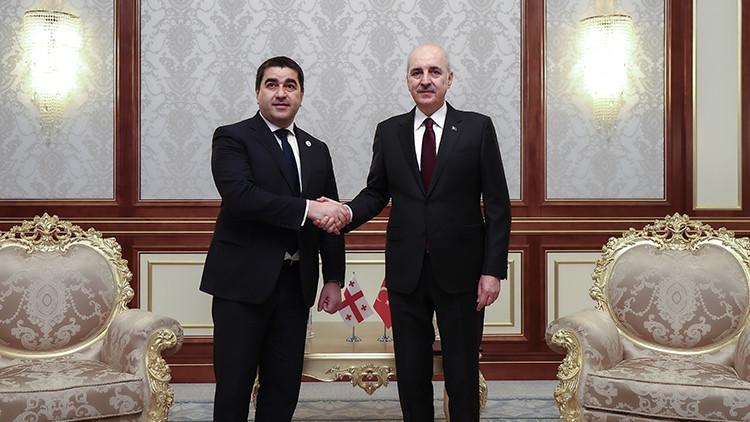 TBMM Başkanı Numan Kurtulmuş, Taşkentte Gürcistan Meclis Başkanı Papuashvili ile görüştü