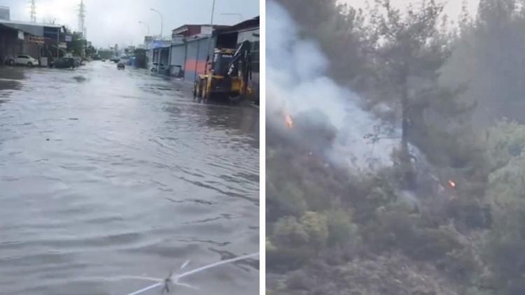 Osmaniye’de sağanak yağış Yıldırım, orman yangınına neden oldu