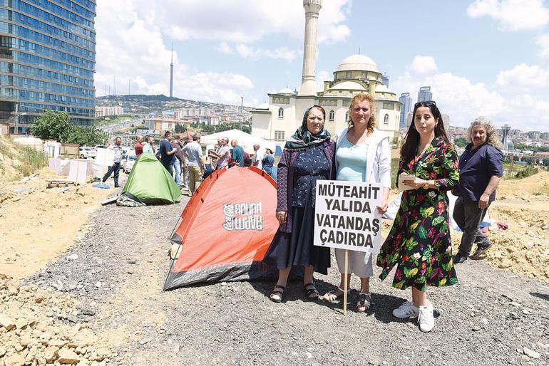 Victims of urban transformation protest still-unfinished construction in Istanbul’s Fikirtepe