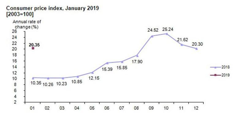 Turkeys inflation rate at 20.35 pct in January