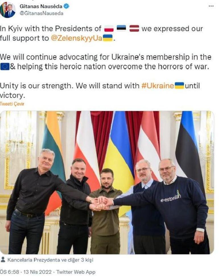 Estonya, Polonya, Letonya ve Litvanya liderleri Zelenski ile görüştü