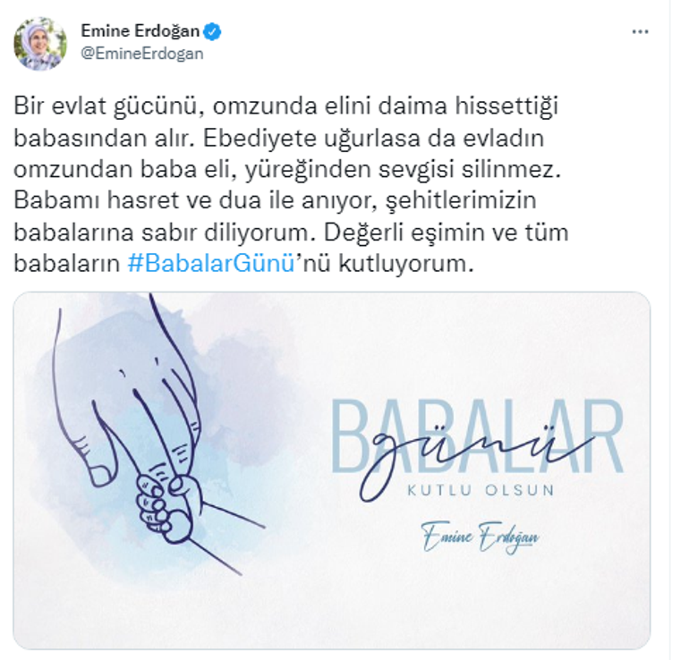 Emine Erdoğandan Babalar Günü Mesajı Son Dakika Haberler 9467