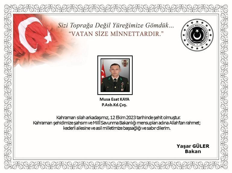MSB acı haberi açıkladı: 1 şehit
