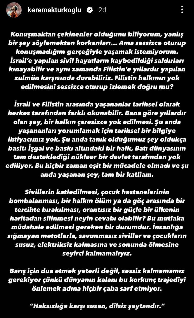 Galatasaraylı Kerem Aktürkoğlundan Filistine destek