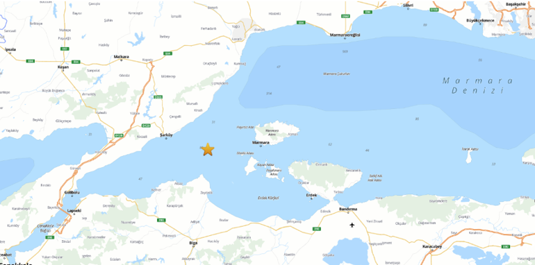 Son dakika Marmara Denizinde 3.6 büyüklüğünde deprem