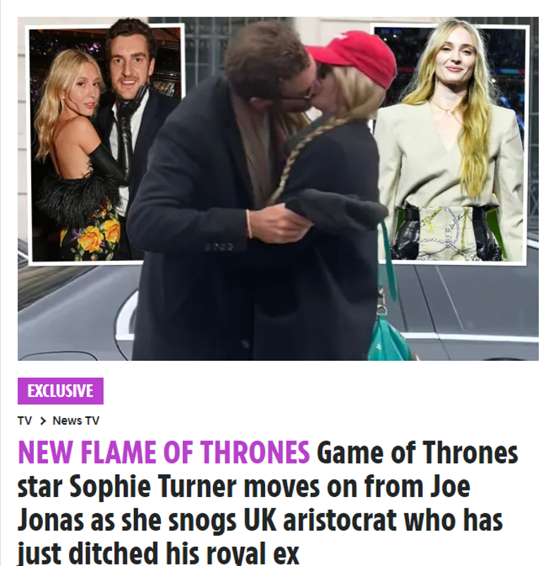 Game of Thrones star Sophie Turner moves on from Joe Jonas as she snogs UK  aristocrat who has just ditched his royal ex