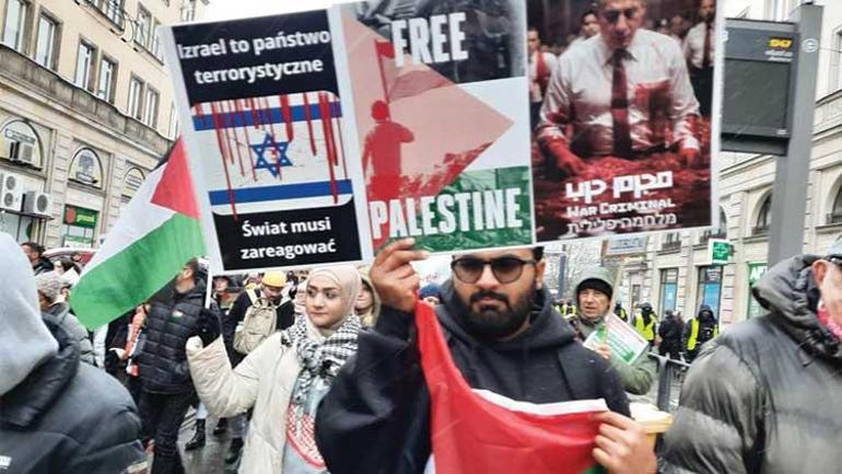 Almanya, Polonya ve Fransada binlerce kişi Filistine destek için yürüdü