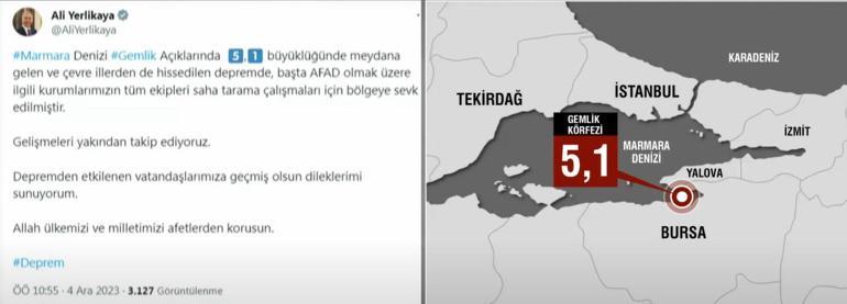 Son dakika... Marmara Denizinde 3 dakika arayla 2 deprem İstanbul dahil birçok ilde hissedildi