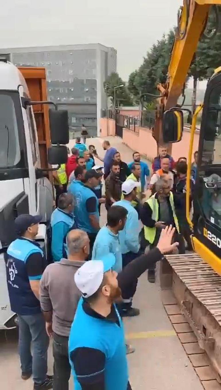 Büyükşehir belediyesi ekipleri ile ilçe belediyesi ekipleri arasında kavga