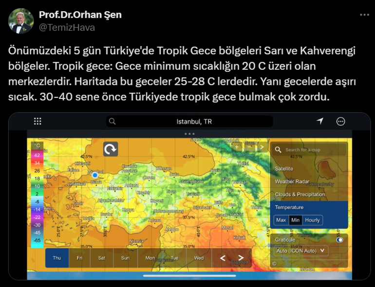 Prof. Dr. Şenden tropik gece uyarısı: Önümüzdeki 5 gün etkili olacak