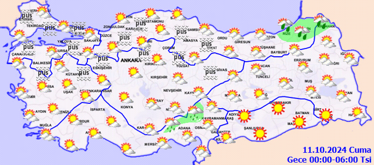 HAVA DURUMU TAHMİNLERİ İL İL | Bugün (11 Ekim) hava nasıl olacak Cuma günü yağmur yağacak mı Meteorolojiden sis ve pus uyarısı