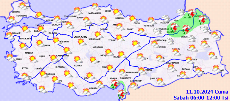 HAVA DURUMU TAHMİNLERİ İL İL | Bugün (11 Ekim) hava nasıl olacak Cuma günü yağmur yağacak mı Meteorolojiden sis ve pus uyarısı