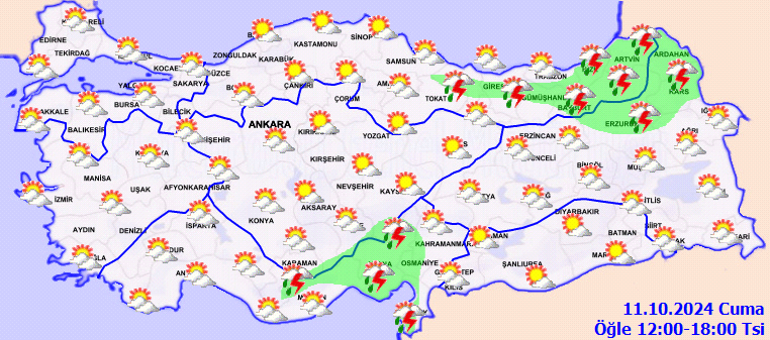HAVA DURUMU TAHMİNLERİ İL İL | Bugün (11 Ekim) hava nasıl olacak Cuma günü yağmur yağacak mı Meteorolojiden sis ve pus uyarısı