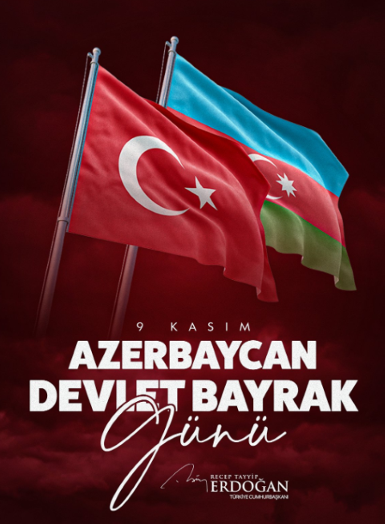 Cumhurbaşkanı Erdoğandan Azerbaycan’a Devlet Bayrak Günü tebriği