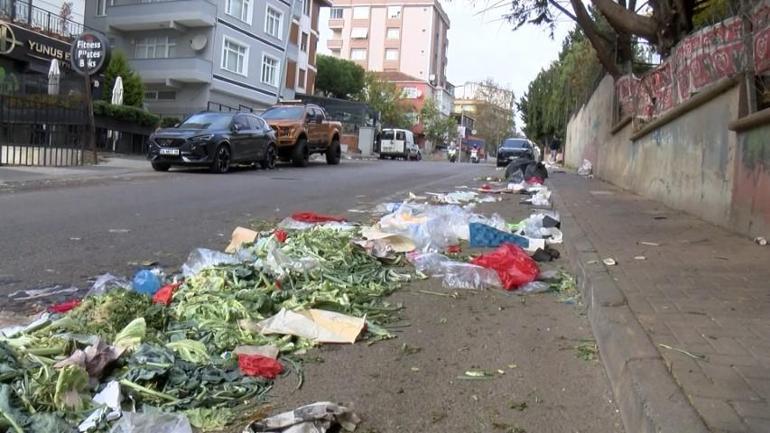 İstanbuldaki ilçede belediye işçileri greve gitti, sokaklarda çöp yığınları oluştu