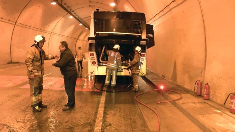 Bomonti Tüneli’nde panik anları: İETT otobüsünde yangın çıktı