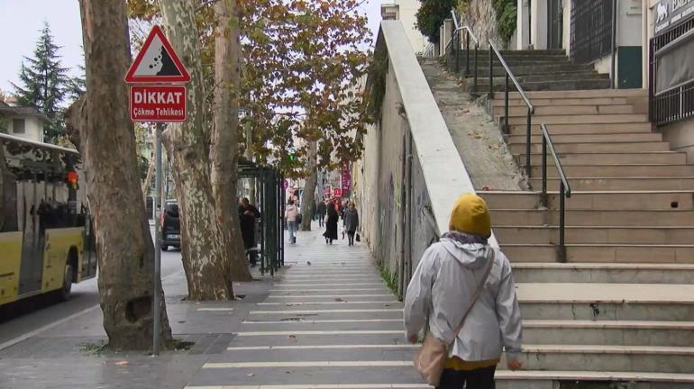 Beşiktaşta tedirgin eden görüntü Yüzeyi çatlak ve kırıklarla dolu duvar tehlike saçıyor