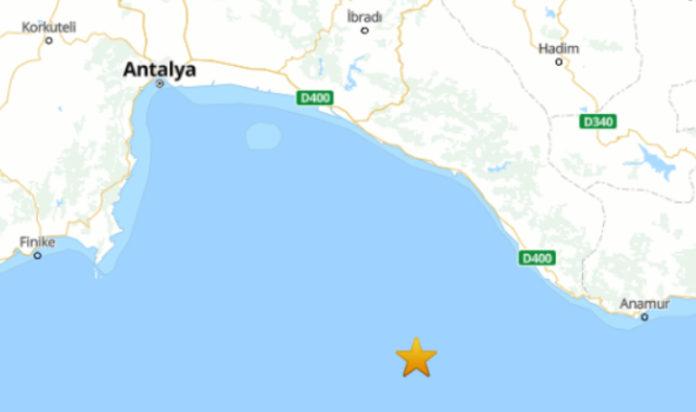 Antalya açıklarında 4.6 büyüklüğünde deprem