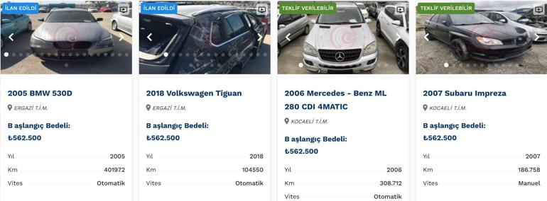 Son dakika haberi... Bakanlık lüks araçları ucuza satıyor... İhaleyle alabilirsiniz İşte satışta olan otomobiller