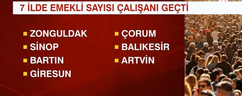 7 ilimizde emekli sayısı aktif çalışan sayısını geçti... İşte emekli sayısı en fazla ve en az olan iller