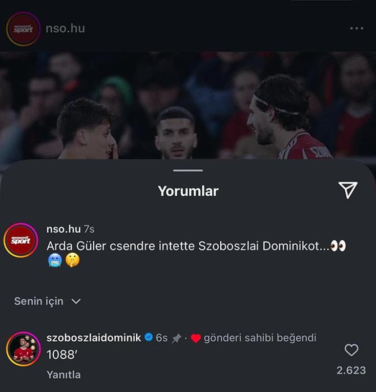 Szoboszlai, Ardanın Sus işaretini kendine yediremedi Maçtan sonra Instagramda olay yorum: 1088