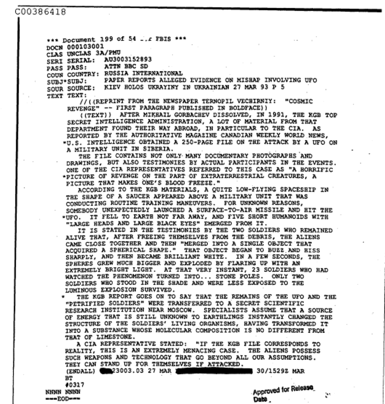 CIAin ele geçirdiği KGB raporu: Sovyet askerleri, uzaylılarla karşılaştı... 23 asker taşa dönüştü
