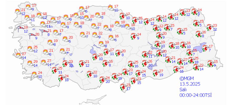  Meteorolojiden yeni hava durumu raporu... 25 ilde sarı kodlu alarm Sağanak, sel, kuvvetli rüzgar uyarısı