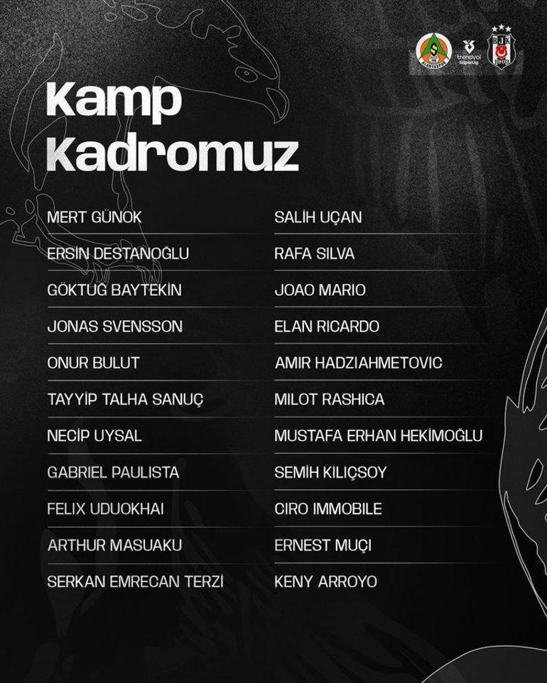 Beşiktaş açıkladı Alanyaspor maçında Gedson yok