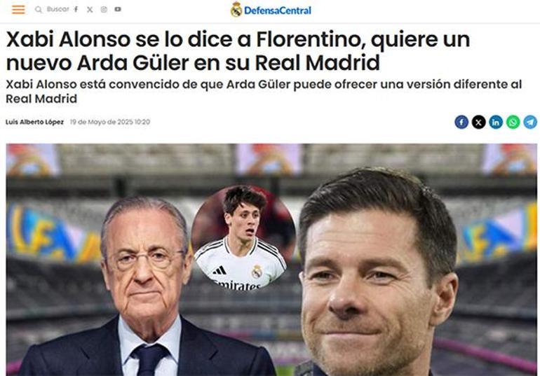Xabi Alonso, Başkan Florentino Perezle görüştü Real Madridde yeni bir Arda Güler istiyorum