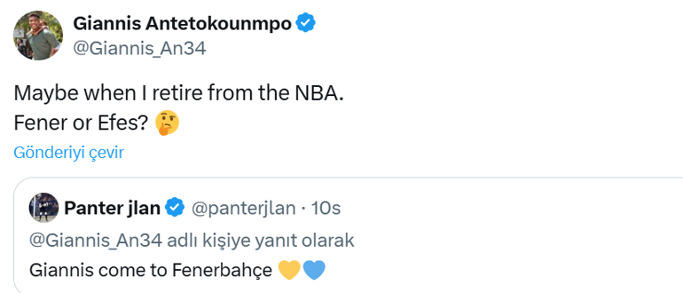 NBA yıldızı Giannis Antetokounmpodan sürpriz Türkiye paylaşımı Fener mi, Efes mi