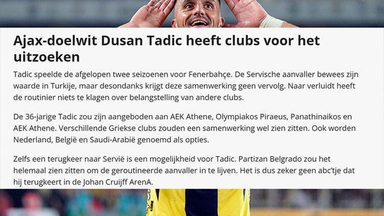 Dusan Tadic’ten ters köşe Fenerbahçe’den ayrılırken söz kesmişti