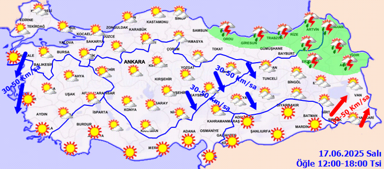SICAKLIKLAR ARTIYOR Hava durumu tahminleri il il yayınlandı Bugün (17 Haziran) hava nasıl olacak Yağmur yağacak mı Meteorolojiden yeni uyarı