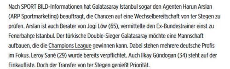 Galatasaray’ın Ter Stegen transfer operasyonu BILD’de manşet oldu Fenerbahçe ve menajer detayı