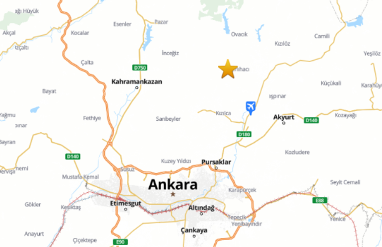 Ankarada 3.6 büyüklüğünde deprem